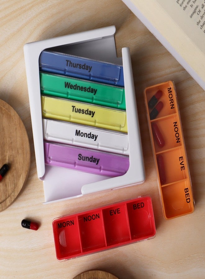 Extra Care Weekly 4-Times-a-Day Pill Box | Morning, Afternoon, Evening, Bedtime Organizer | Durable, Easy-to-Use Medication Case,Set of 1 - Image 2